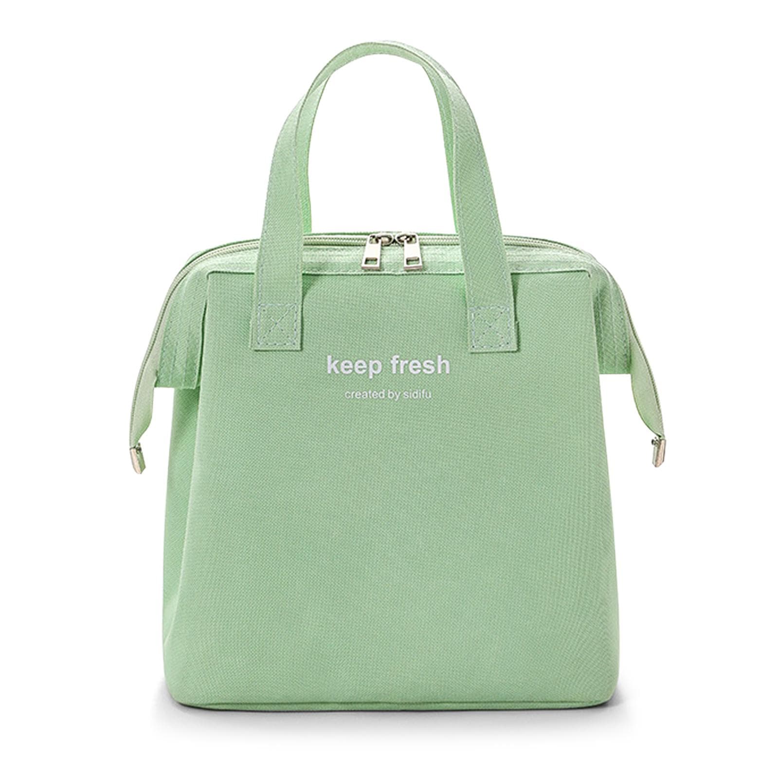 Insulated Cooler Bag Portable Thermal Lunch Bag Storage Bag Handbag for Shopping Work School Picnic green