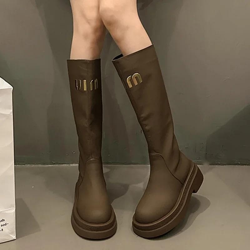 Flats Platform Women Shoes Knee High Boots Walking Travel New Winter Women Boots Casual Fashion 40 brown