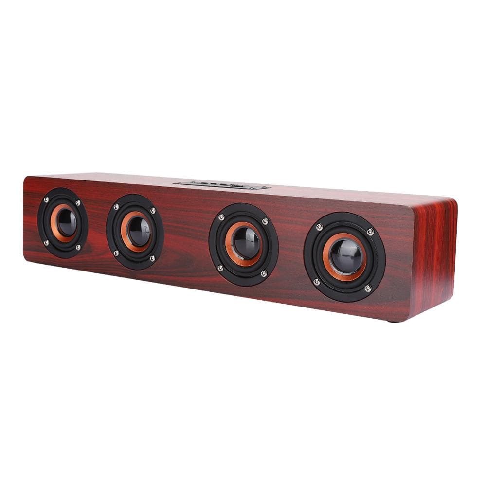 Red Wood Grain Bluetooth Speaker Wireless Subwoofer PC Phone Desktop Music Player