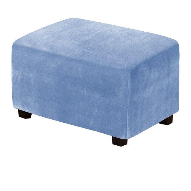 4 Sizes Velvet Durable Customized Stretch Footrest Ottoman Cover Folding Storage Stool Furniture Protector Rectangle Slipcover S sky blue