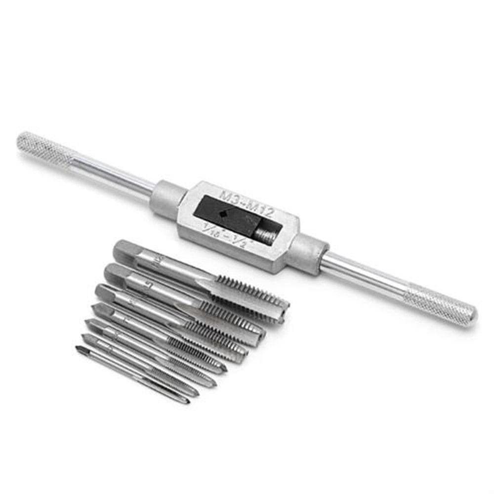 8pcs Thread Metric Machine Hand Screw Thread Plug Taps Set M3 M4 M5 M6 M8 M10 M12 with 1pcs