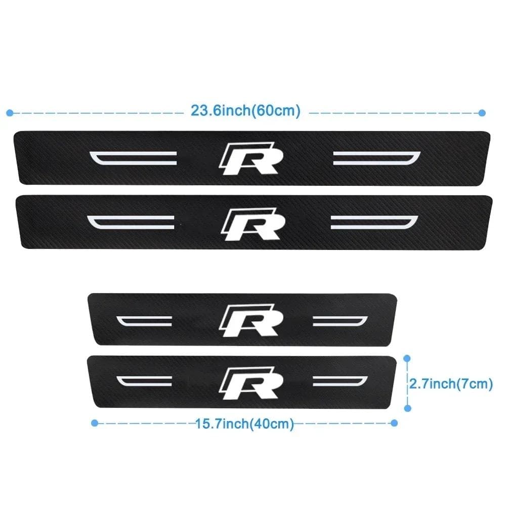 2026 Hot For VW VOLKSWAGEN Car Door Sill Protector Plate Trunk Threshold Stickers for Volkswagen R LINE RLine Polo Caddy Golf Je