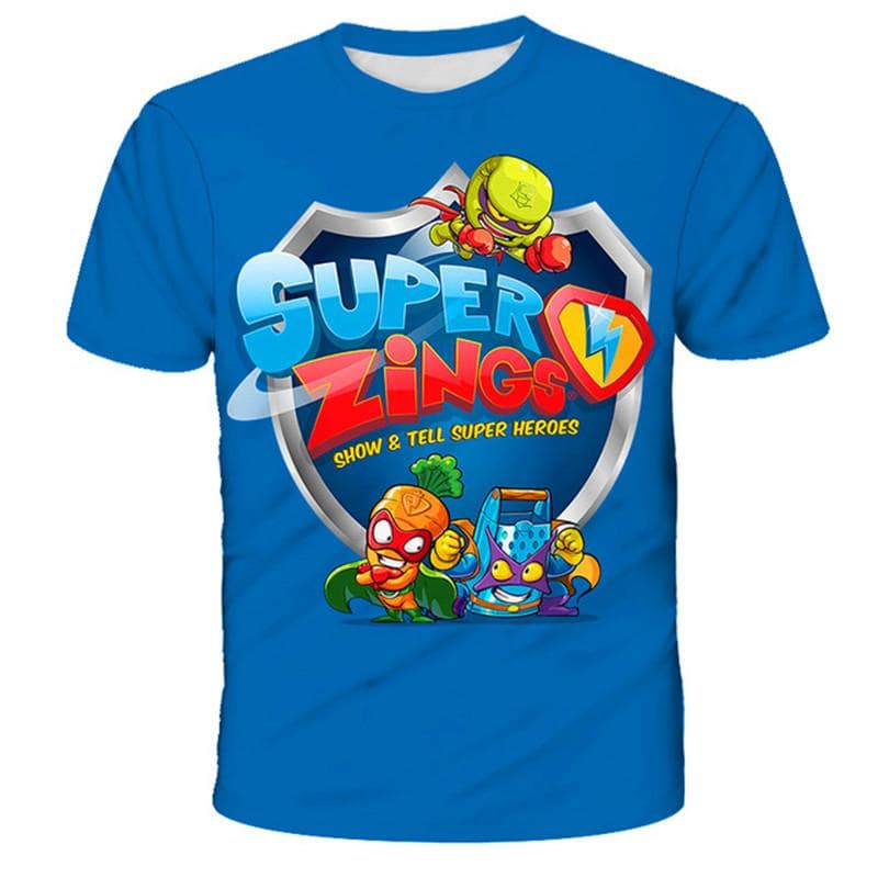 1-14 Years Super Zings Children Short Sleeve T-shirts Clothing Boys Girls Cartoon Casual Tshirts Clothes Unisex Cute Fashion Tee 120