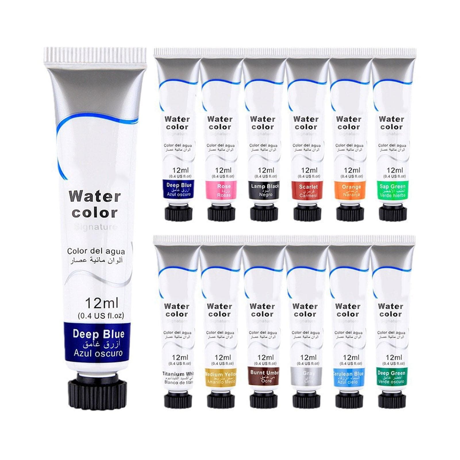 12 Color Watercolor Paint Set Professional DIY Easy To Blend Lasting Vivid Water Color Paint for