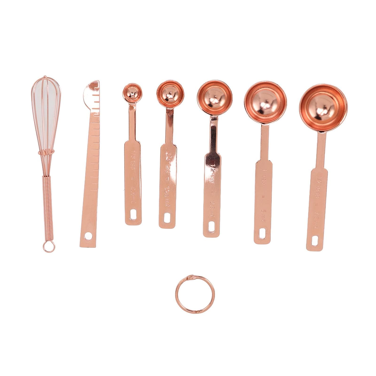 Measuring Spoons 7 in 1 Stainless Steel Stackable Design Multifunction Measuring Spoons Set with L(for 6.5-9kg) rose gold