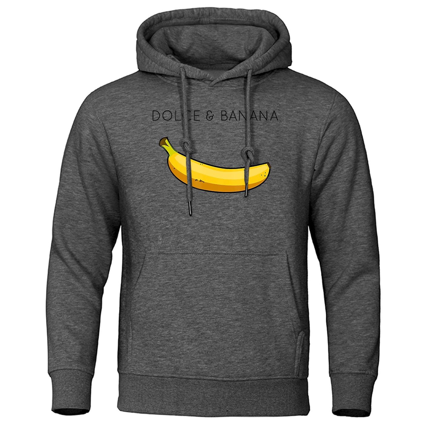 Dolce & Banana Cute Printed Men Hoodie Loose Casual Clothing Fashion Warm Fleece Hoodies Personality Street Hip Hop Sweatshirt L dark gray