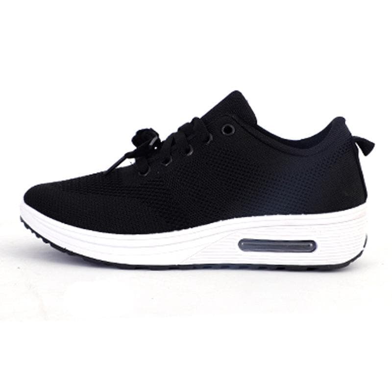 Spring Casual Shoes Korean Version Thick Bottom Flying Weaving Air Cushion Shoes Fashion Versatile Dancing Shoes Low Top Lace Shake 40