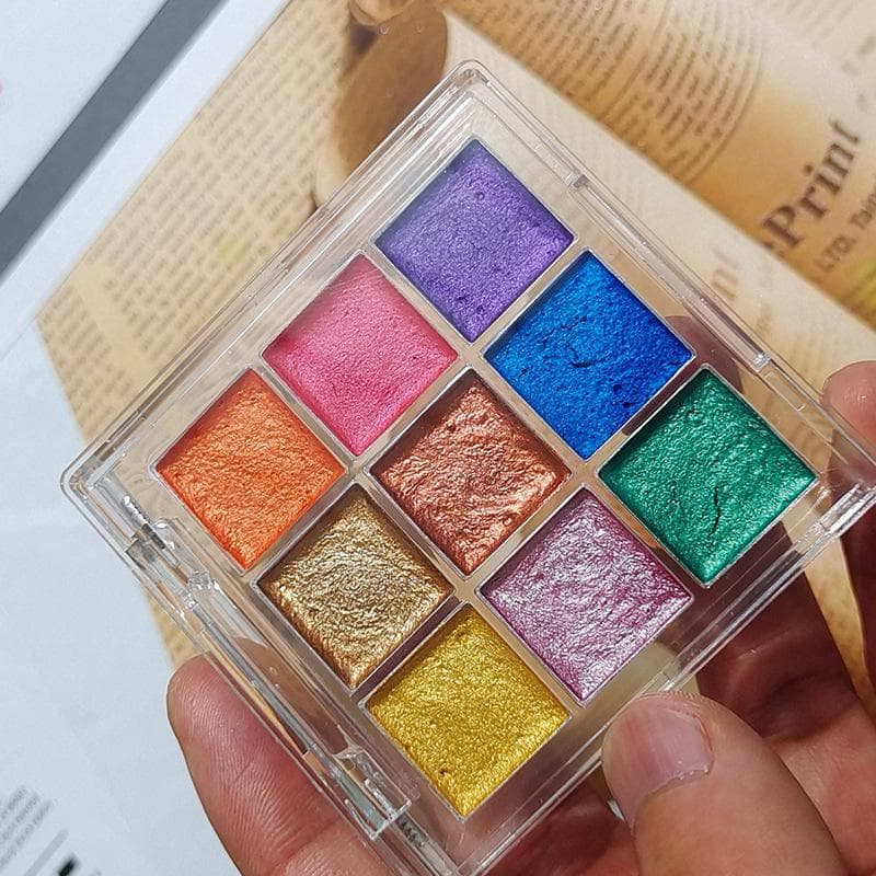 Handmade Golden Solid Watercolor Paint Palette DIY Nail Art Painting Manicure Blooming Watercolor Set