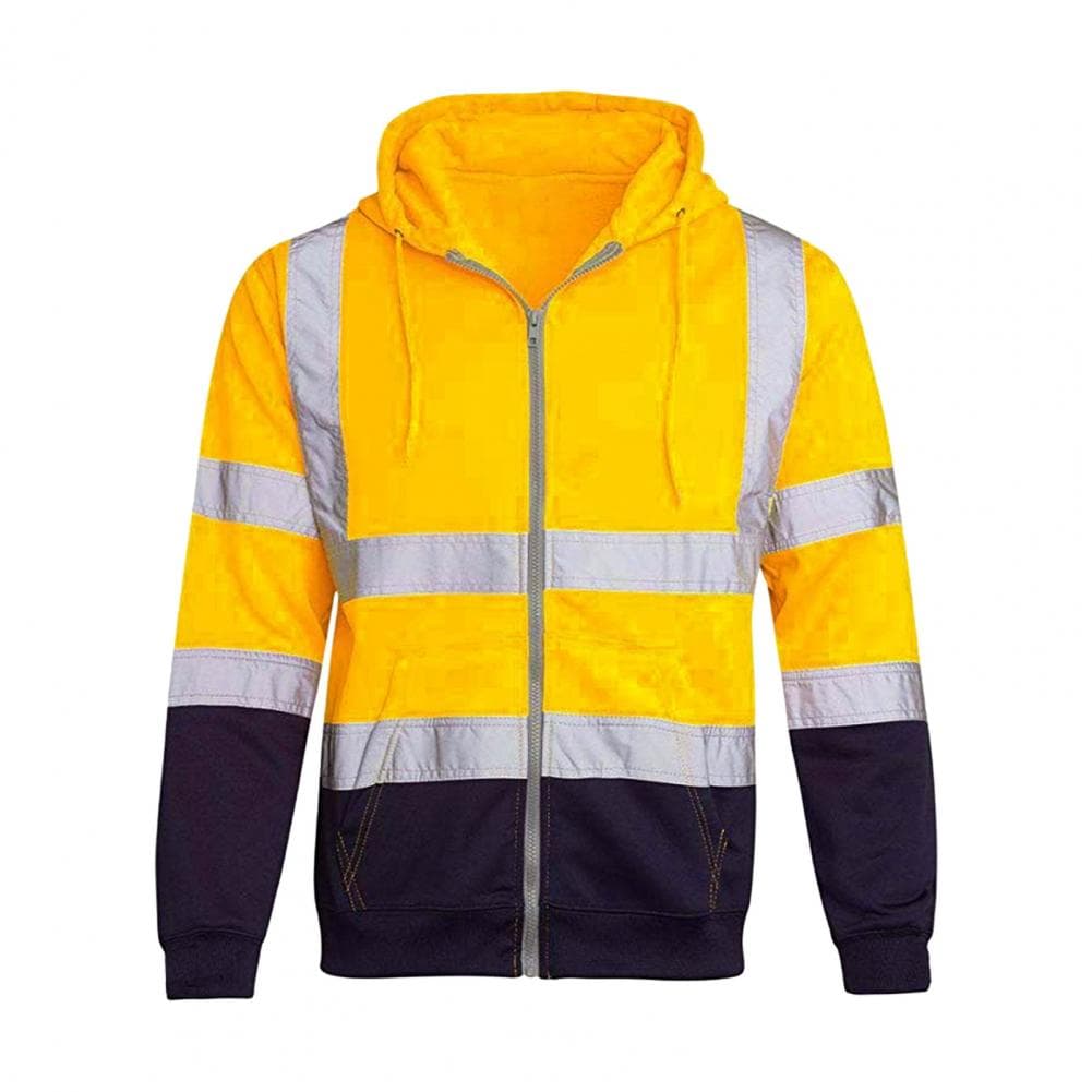 Reflective Safety Hoodie 360 Degree Reflective Zones High Visibility Quick Dry Long Sleeves Nocturnal Construction Worker Coat f M