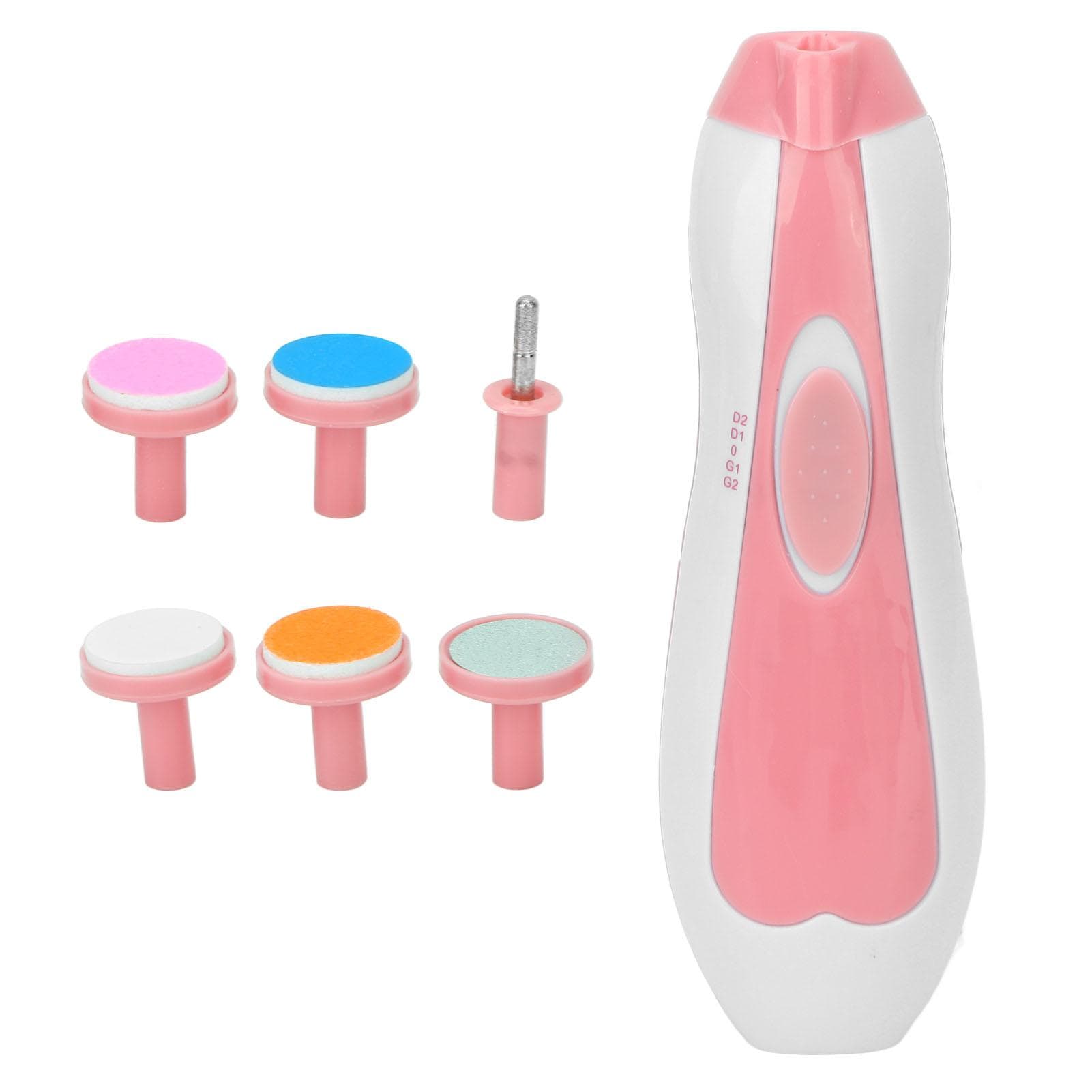 Baby Electric Nail Grinder Low Noise Manicure Care Portable Infants Nail File with 6 Grinding Head pink