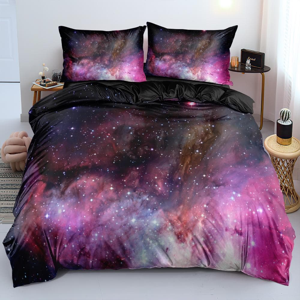 Luxury Galaxy Dark Blue Bedding Set Twin Full Queen King Size Duvet/Quilt Cover Set Shining Stars Starry Sky Comforter Cover 240x210cm 3pcs