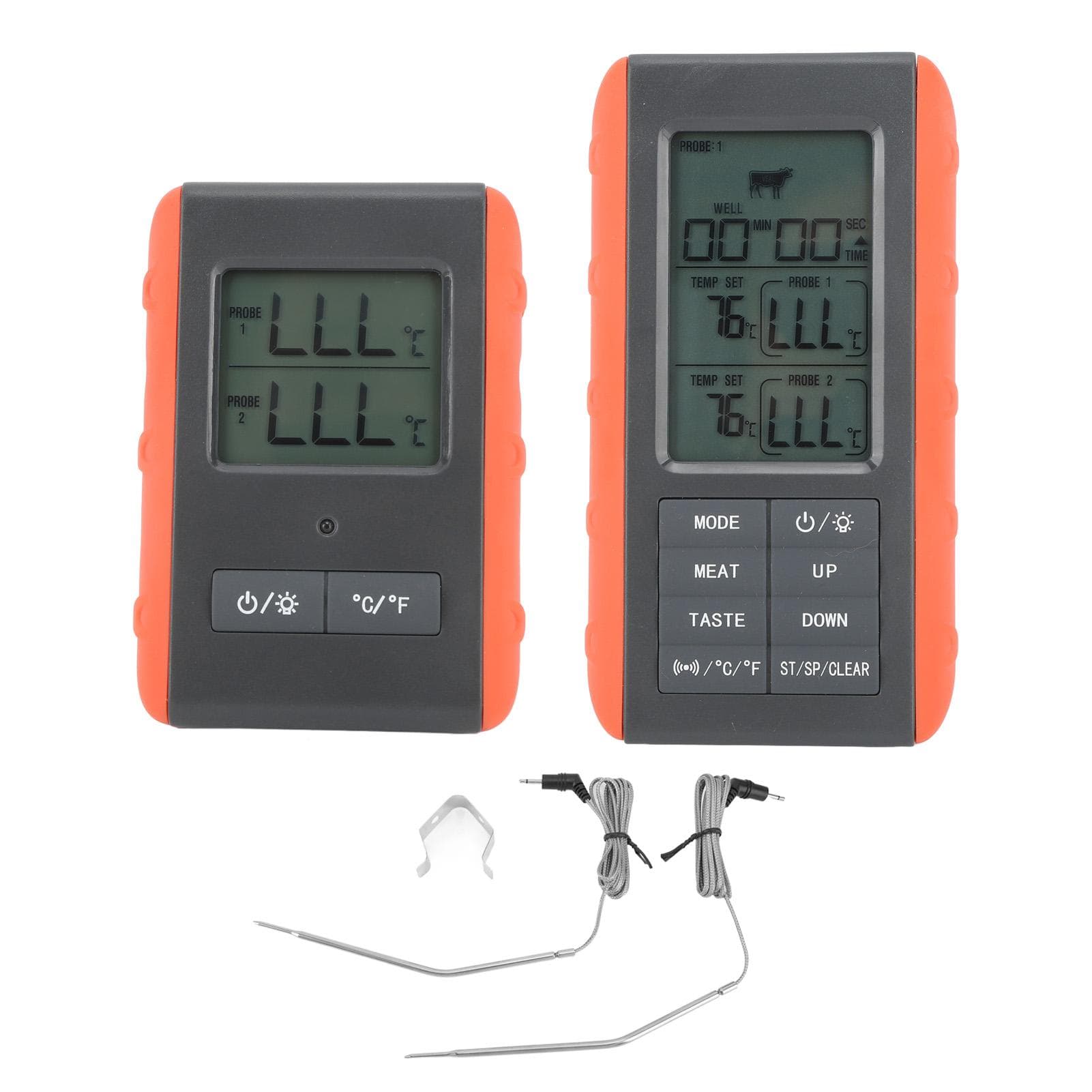 Meat Thermometer with Dual Probe Digital HTN Screen Temperature Alarm Wireless BBQ Grill