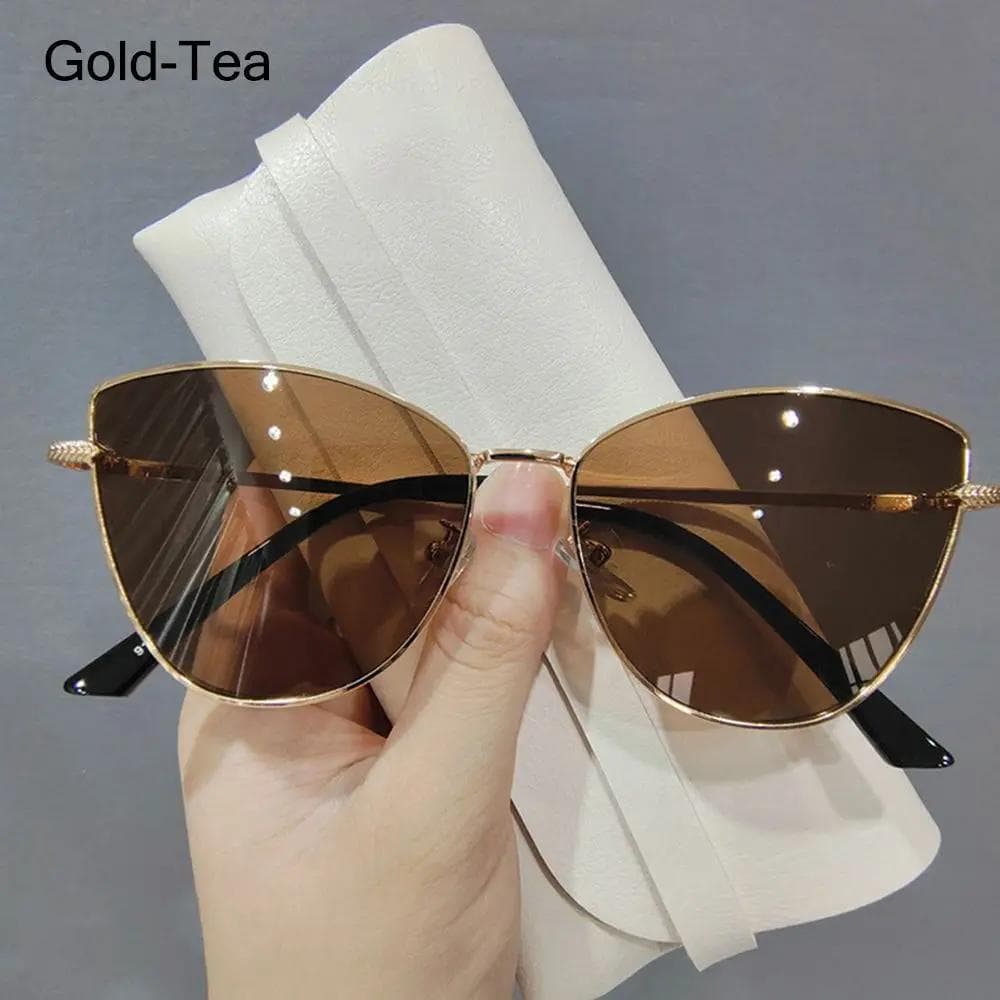 Vintage Cat Eye Sunglasses Women Fashion Metal Frame UV400 Protection Trendy Shades Lady Popular Sun Glasses