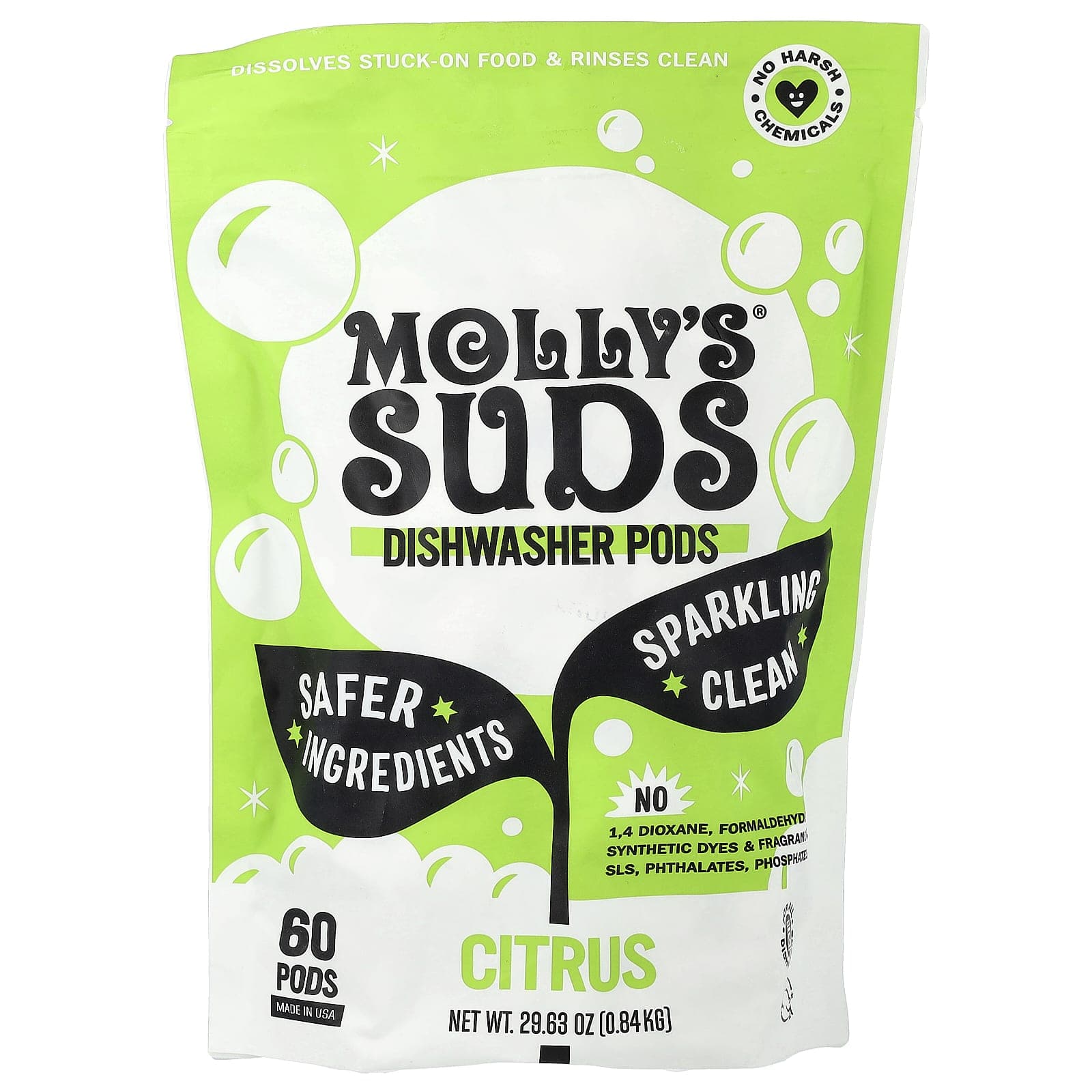 Molly's Suds, Dishwasher Pods, Citrus, 60 Pods, 0.84 kg (29.63 oz)