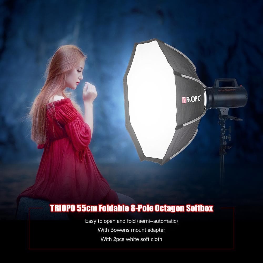 TRIOPO 55cm Octagon Softbox +Soft Cloth Bowens Mount for Studio Flash Light 55cm