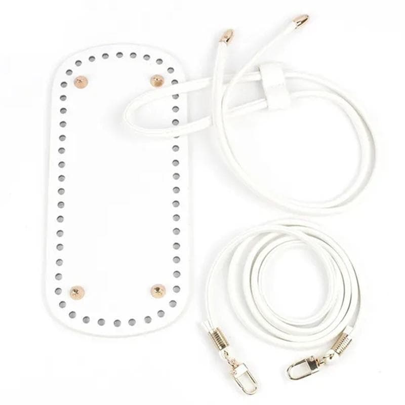 3Pcs/set Dumpling Buns with Bottom Drawstring Shoulder Straps Handmade DIY Needle Hook Woven Bag Accessories for Knitting Crochet Bags white