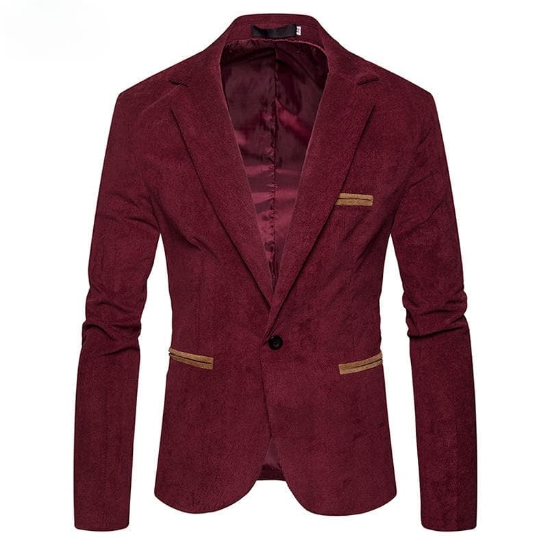 Men's New Men's Corduroy Color Casual Small Blazer Jacket 3XL