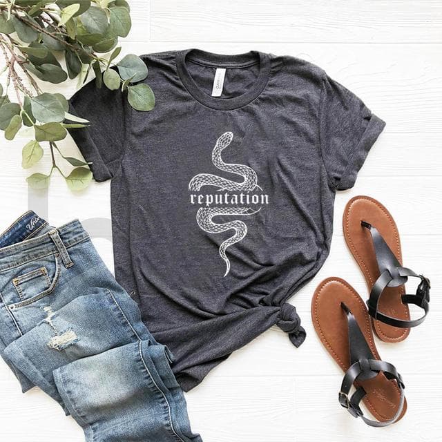 Reputation Snake T Shirt Look What You Made Me Do Shirt Women Clothes Goth Tshirt Unisex Vintage Shirt Snake Graphic Tees S dark grey