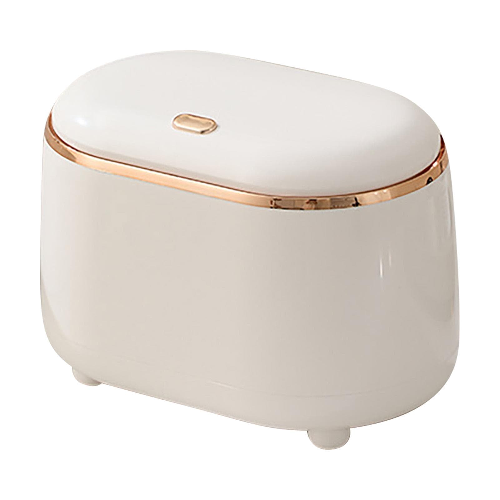 Desktop Trash Can Mini Trash Basket Large Mouth ABS Mini Trash Can Paper Basket with Lid White white