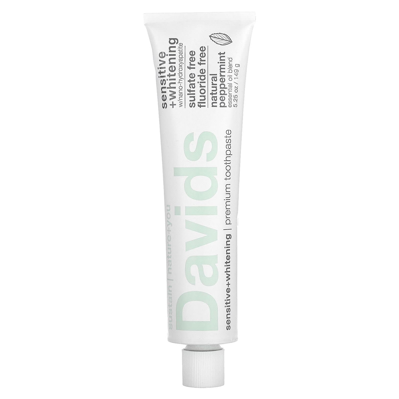 Davids, Premium Toothpaste, Sensitive Whitening, Natural Peppermint, 5.25 oz (149 g)