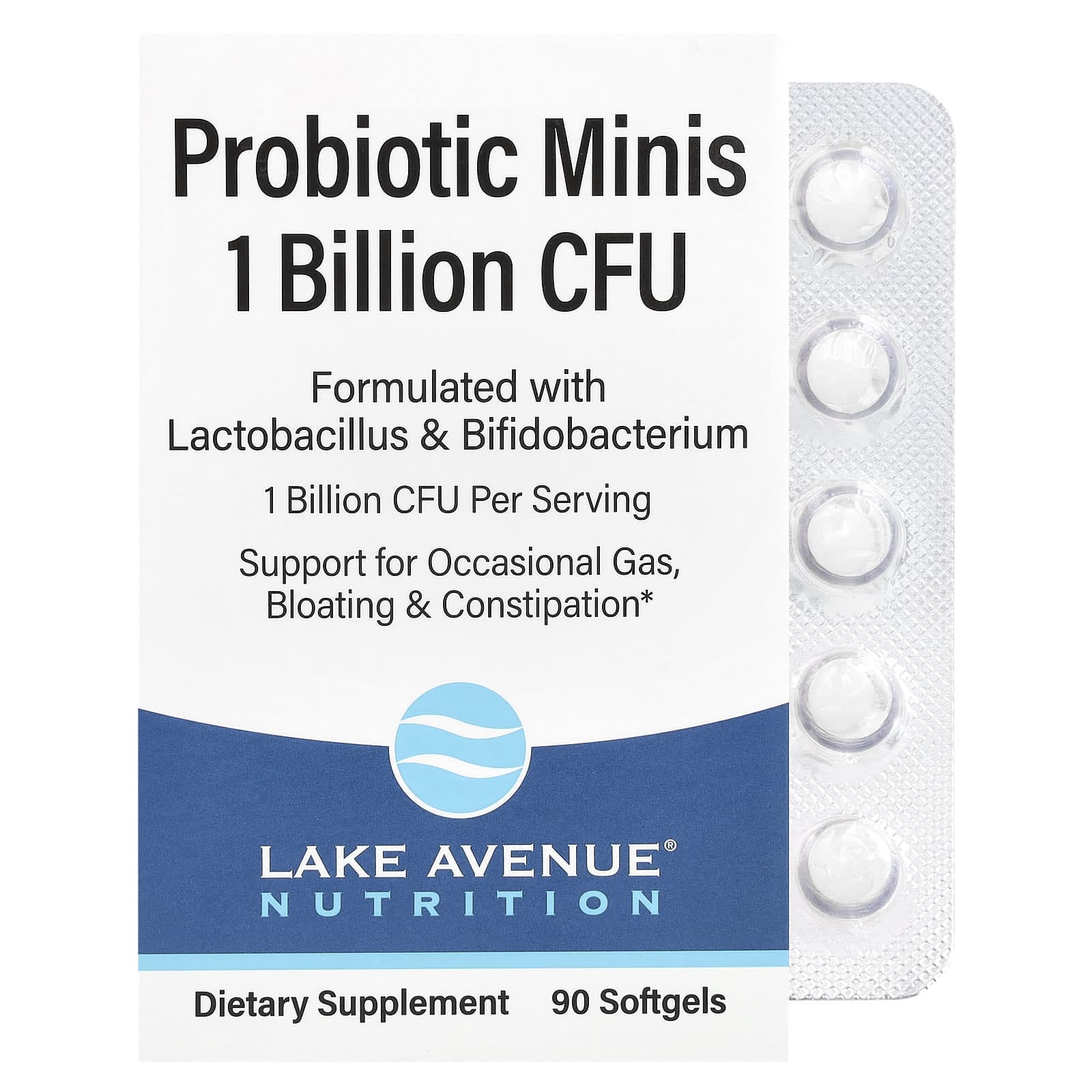 Lake Avenue Nutrition, Probiotic Minis, 2 Healthy Bacteria, 1 Billion CFU, 90 Mini Softgels