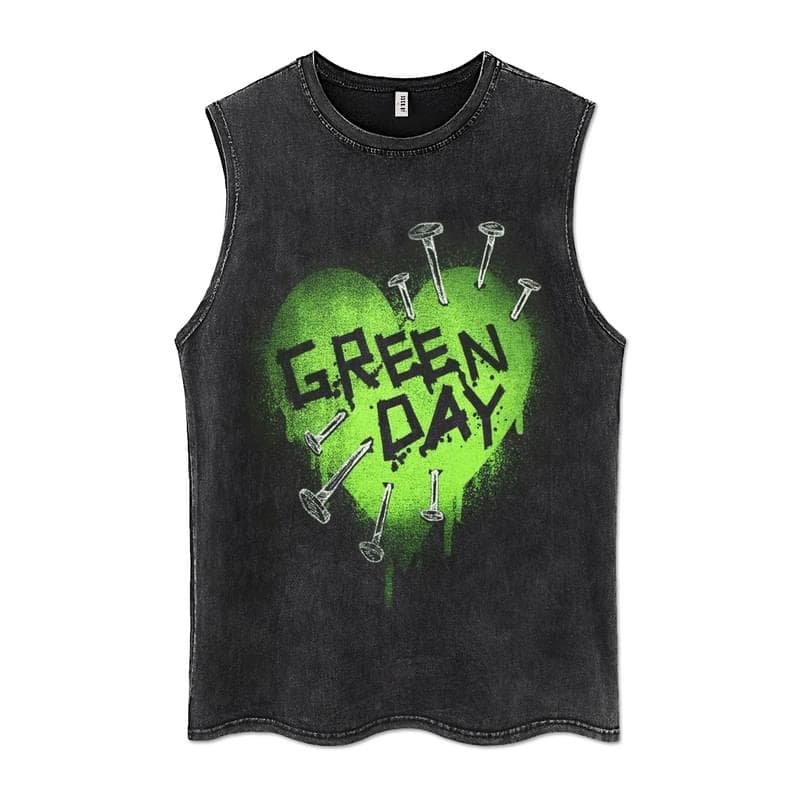 Summer Men Washed Vest Vintage T Shirt Gothic Tshirts Streetwear Punk T Shirts Unisex Sleeveless Vest Top Y2k Short Sleeve Shirt 2XL