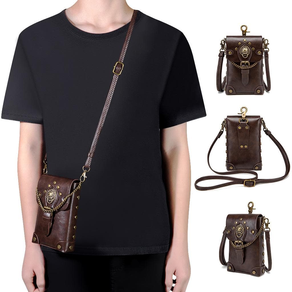 Original Niche Design Handbag, A Female Heavy Industry Metal-decorated Retro Style Mobile Phone Crossbody Bag