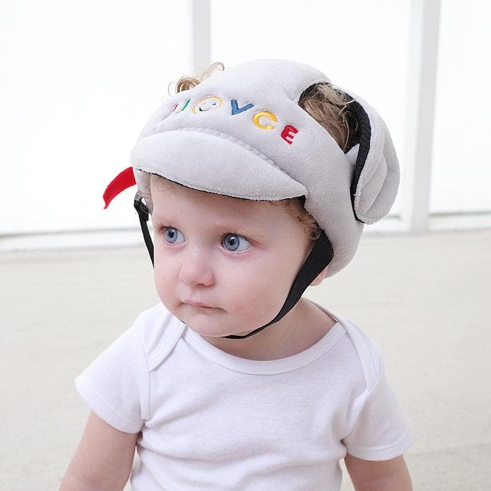 Baby Helmet Infant Toddler Soft Cute Adjustable Safety Helmet Hat for Crawling Walking Playing light grey