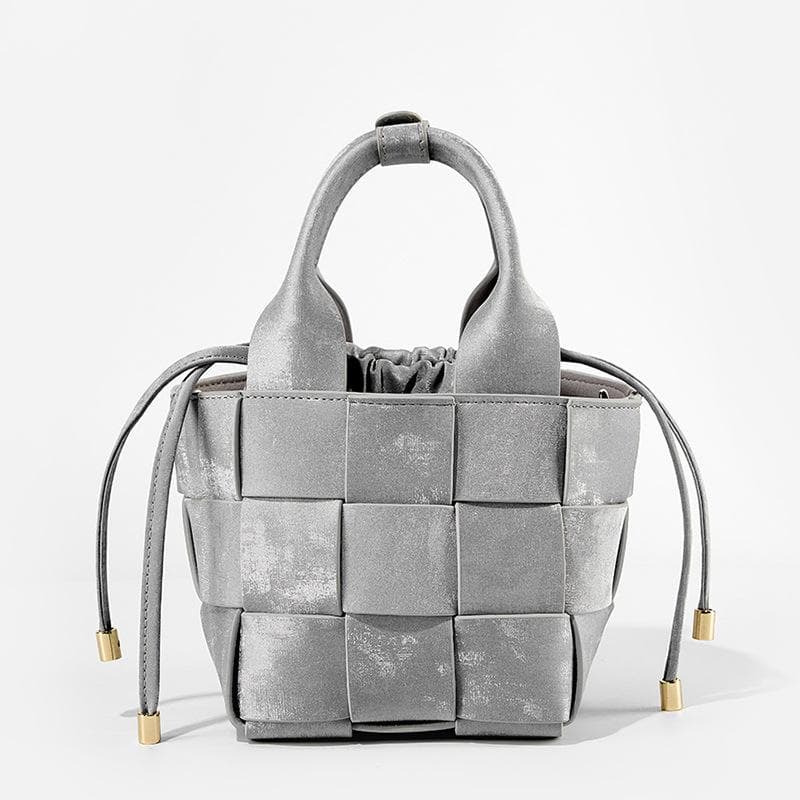 Chinese Style Bucket Bag Hand-woven Basket Bag Women's Mini Crossbody Bag Portable gray