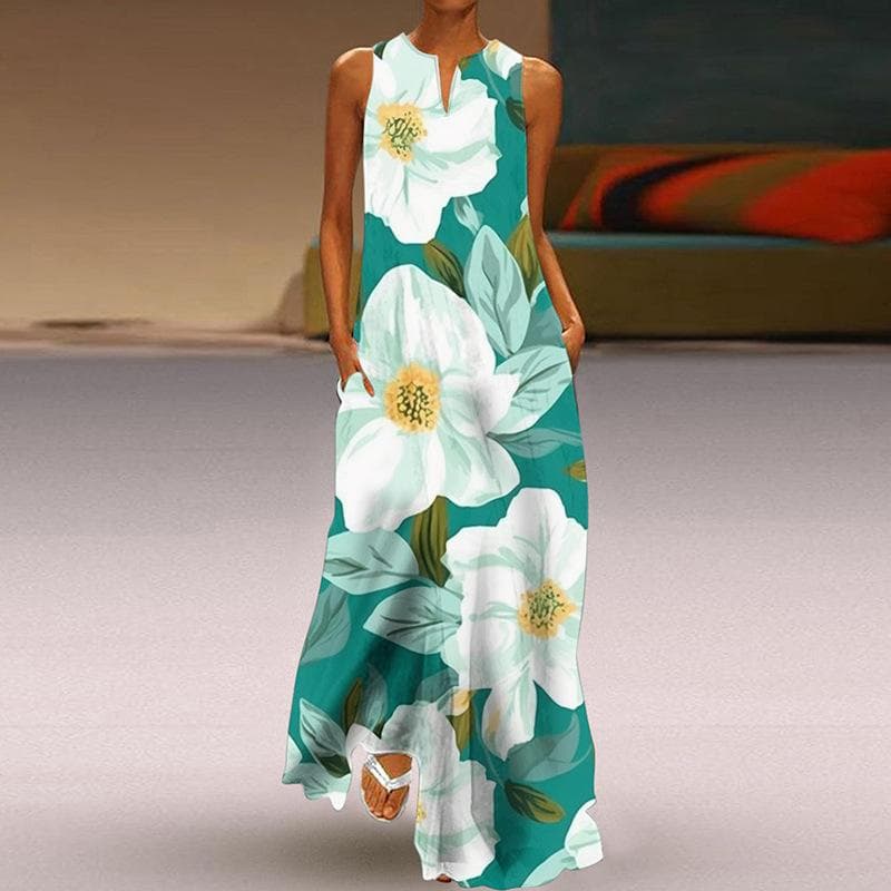 GMXIA Women's Fashion Summer Spring Sleeveless V-Neck Casual Dresses M