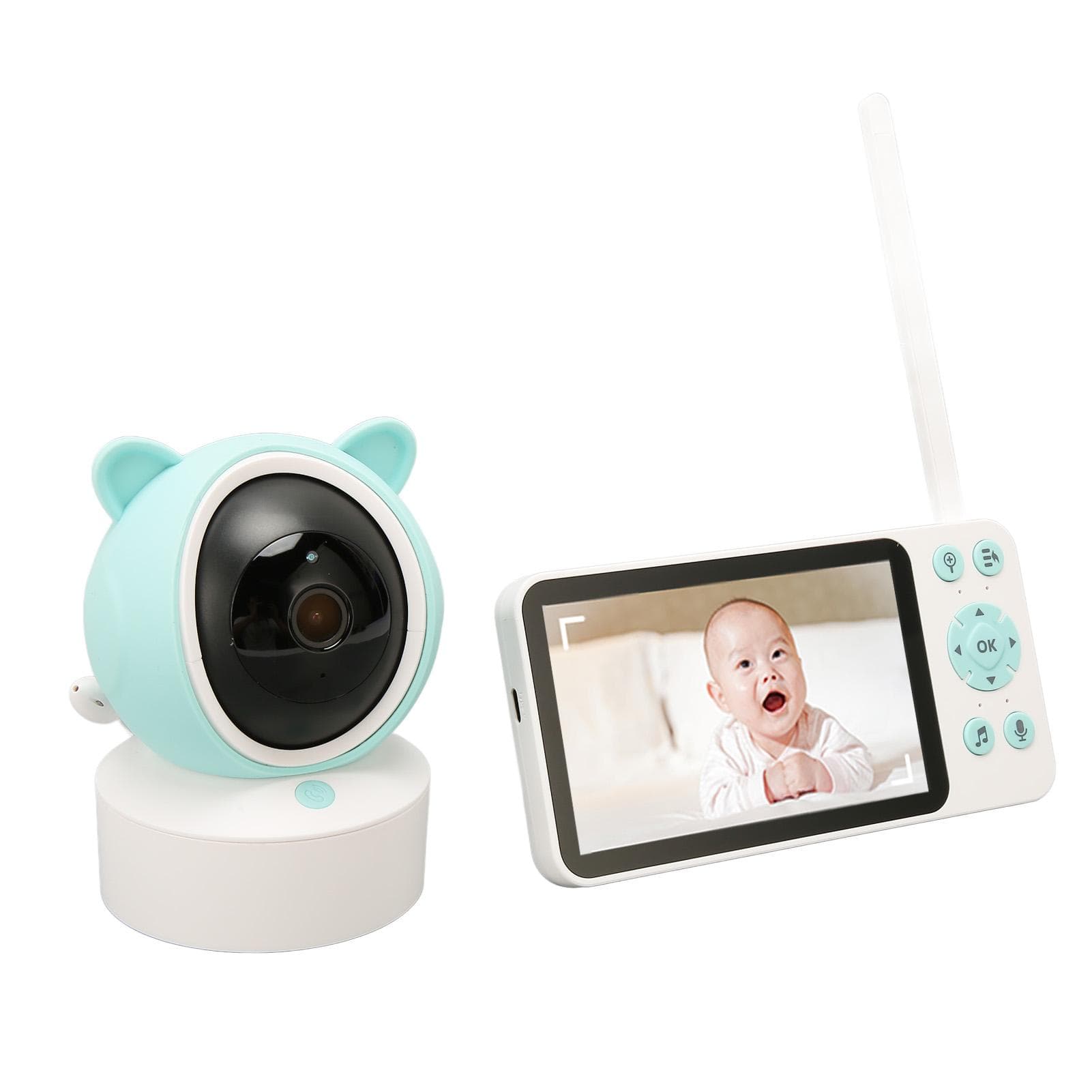 5 Inch WiFi Baby Monitor 1080P Remote Control Wireless Camera Multifunctional Video Monitor EU Plug