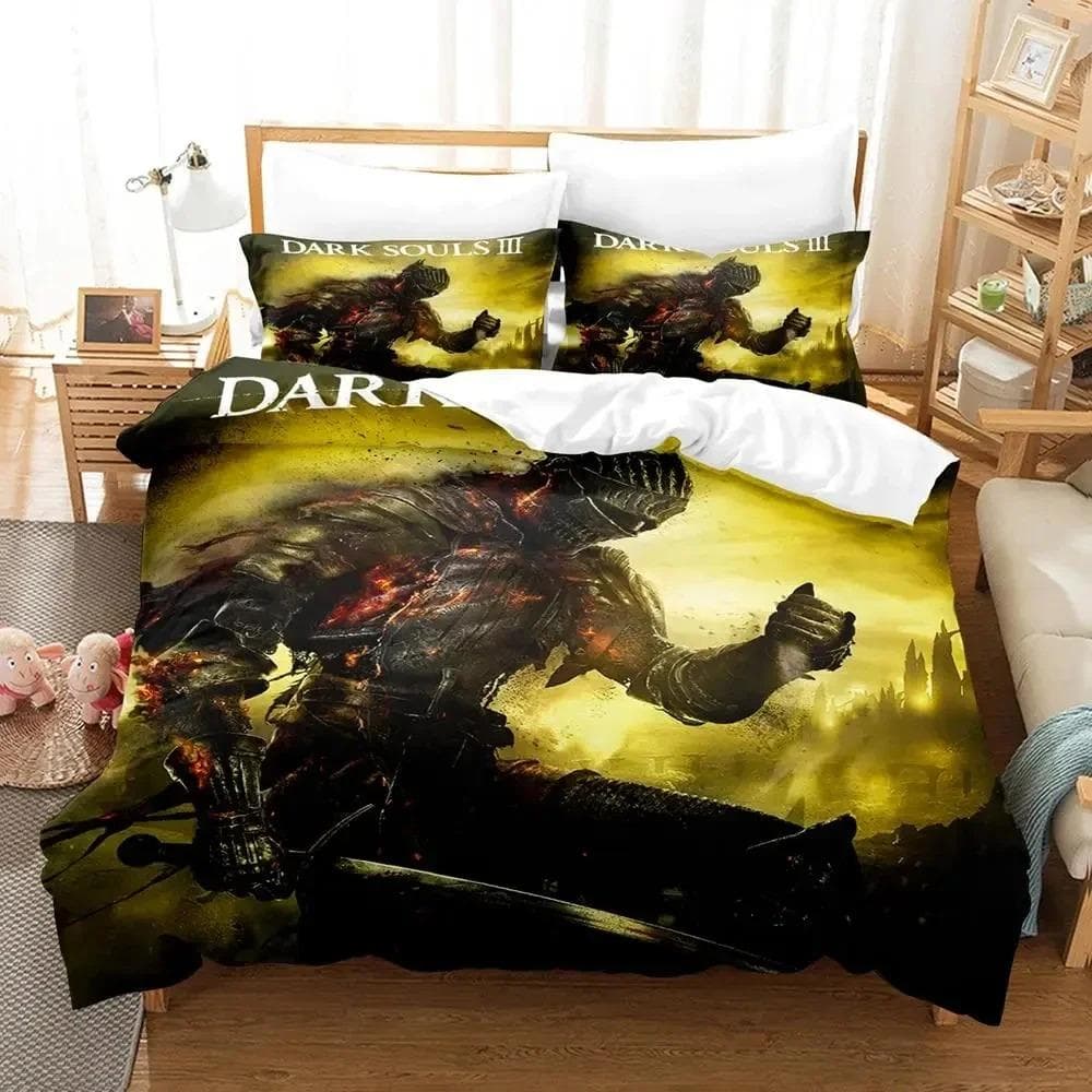 Game Dark Souls Bedding Set Duvet Cover Bed Set Quilt Cover Pillowcase Comforter king Queen Size Boys Adult Bedding Set EU Single 135x200cm