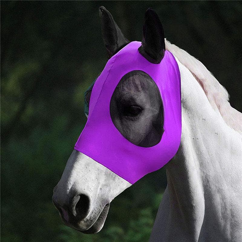 1Pcs Horse Mask Mosquito Fly Breathable Stretch Resistant Elastic Equestrian Supplies Riding Equipment purple
