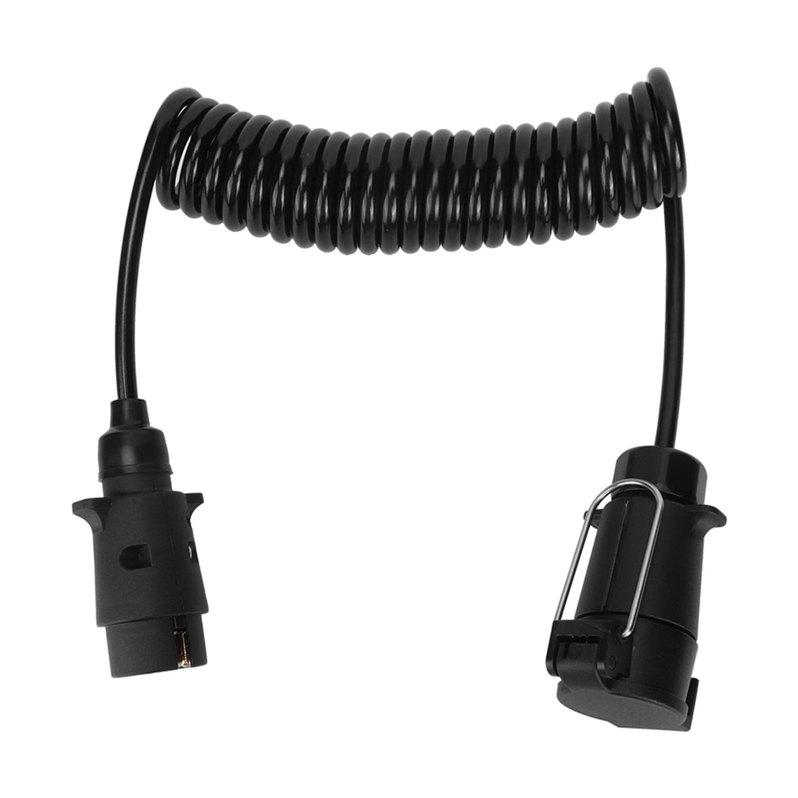 7 Pin Trailer Plug With 98.4in Spring Extension Cable 12V Wiring Adapter Connector Accessory