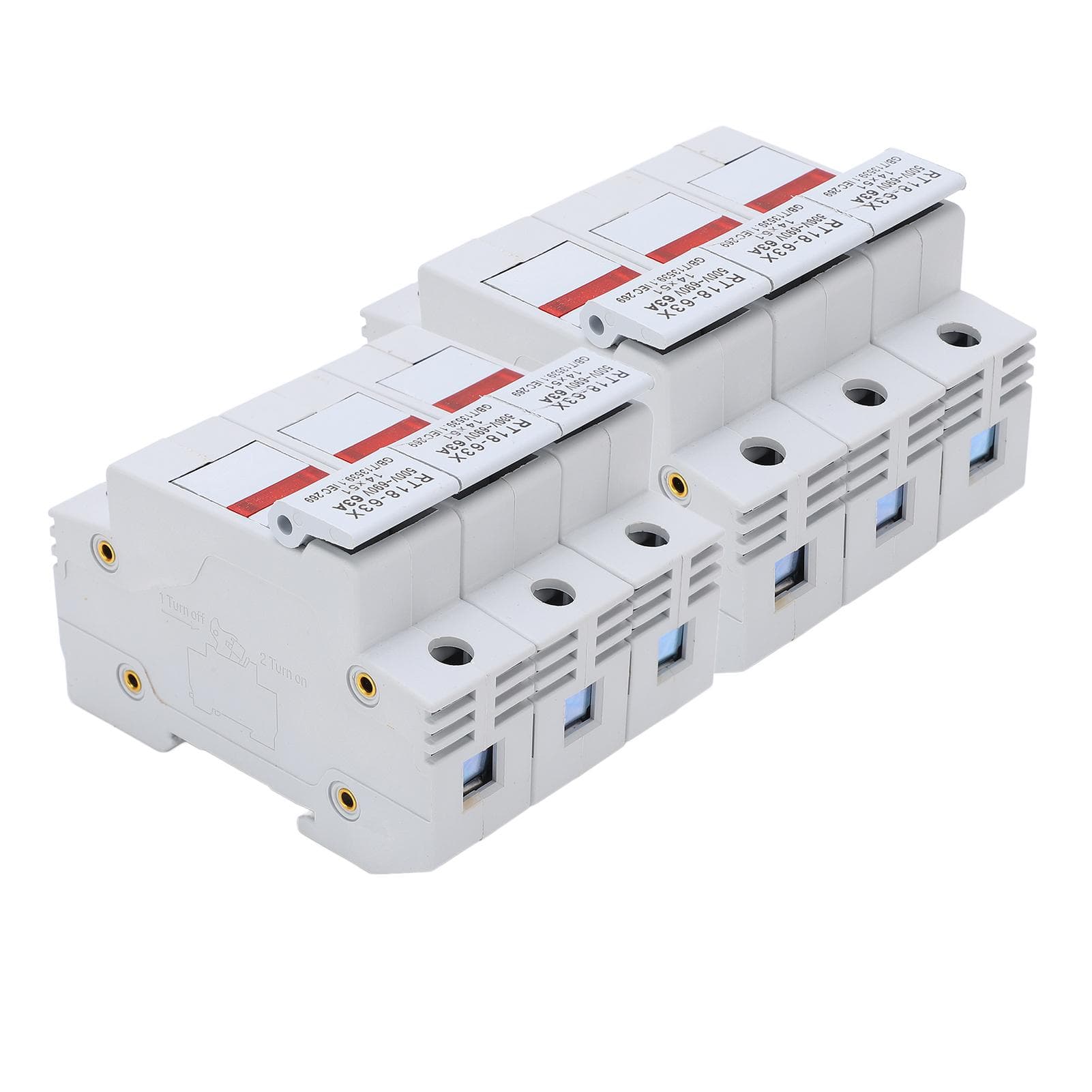 RT1863X Rail Mounted Fuse Holder Base with LED Light for RO16 14x51mm Fuse Core 63A 500690V3P