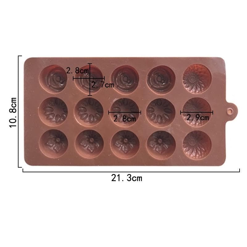 Kinds Flowers Silicone Material Chocolate Mold Children's Food Supplement Tools DIY Candle Jelly Cake Mold Ice Tray brown