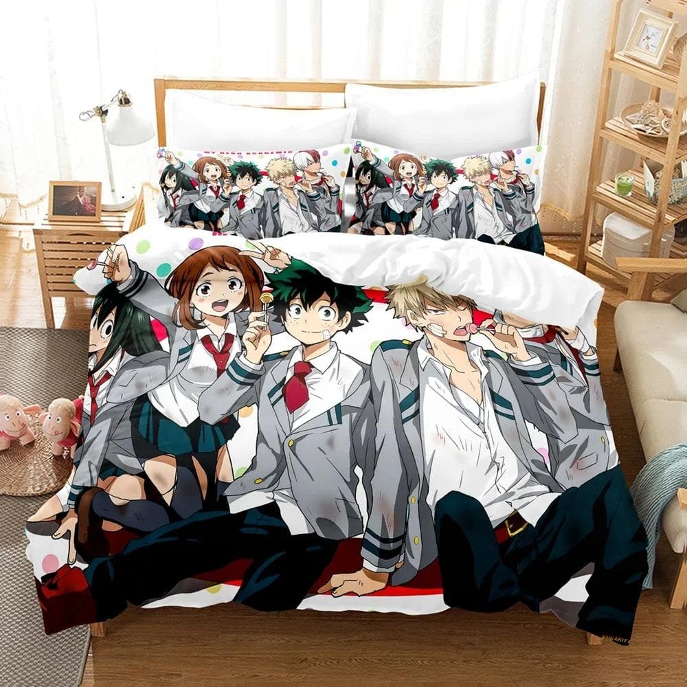 New My hero academia Bedding Set Single Twin Full Queen King Size Kawaii Bed Set Adult Kid Bedroom Duvet cover Sets 3D Anime 70x133cm 2pcs