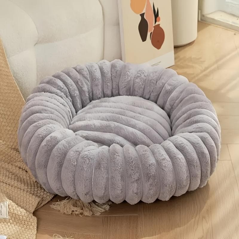 1pc Cozy Plush Round Pet Bed for Cats - Soft Polypropylene Mat, Non-Assemble, Warm Winter Nest for Small Dogs & Cats 40cm