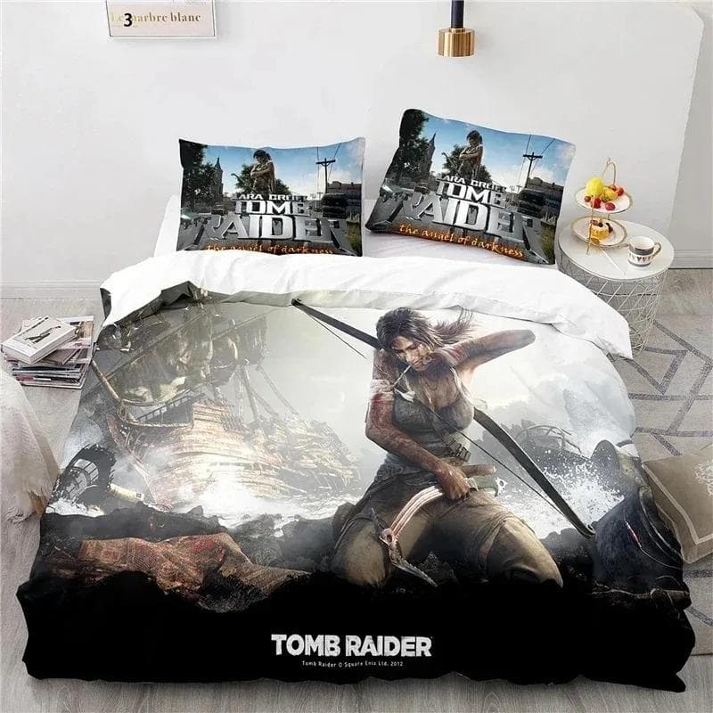 3D print Game Tomb Raider Bedding Set Boys Girls Twin Queen Size Duvet Cover Pillowcase Bed Kids Adult Home Textile 70x133cm 2pcs