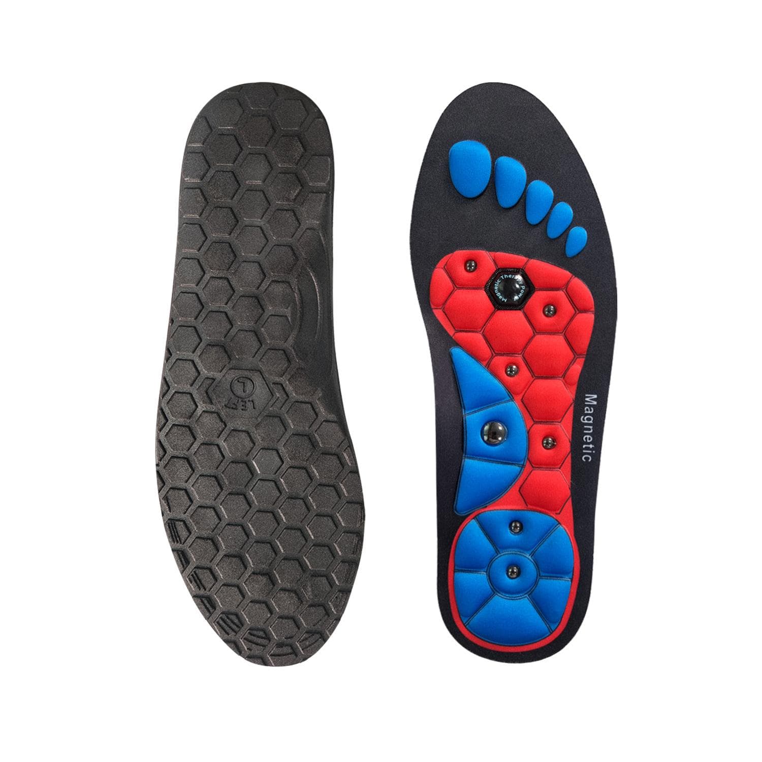 Acupressure Massaging Magnetic Shoe Insoles Foot Therapy Reflexology Pain Relief Fatigue Acupressure Shoe Inserts Shoe-Pad L black