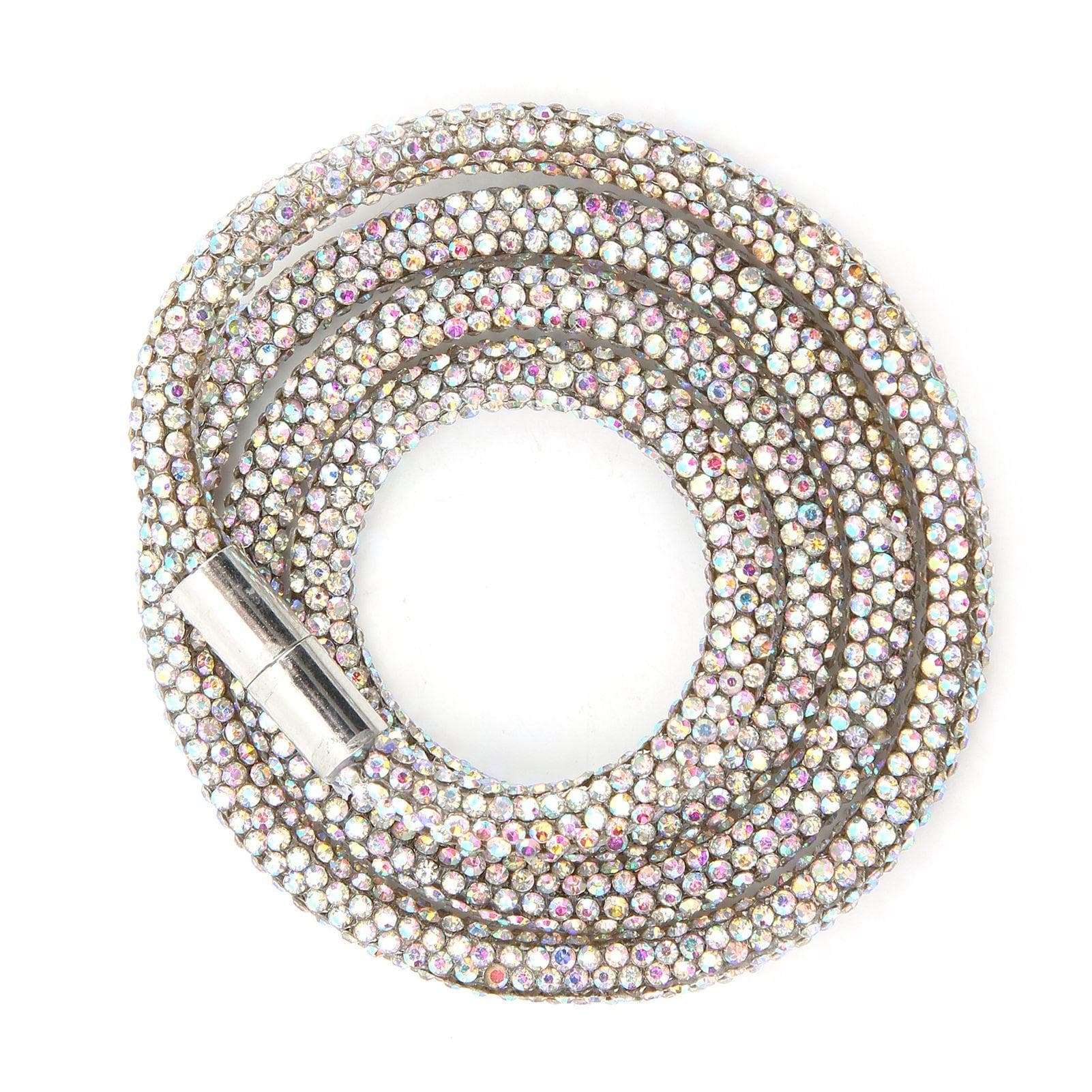Rhinestone Hand Rope 6mm Wide Glass Full Drill Pipe Clothing Belt Bracelet Jewelry AccessoriesAB multicolour