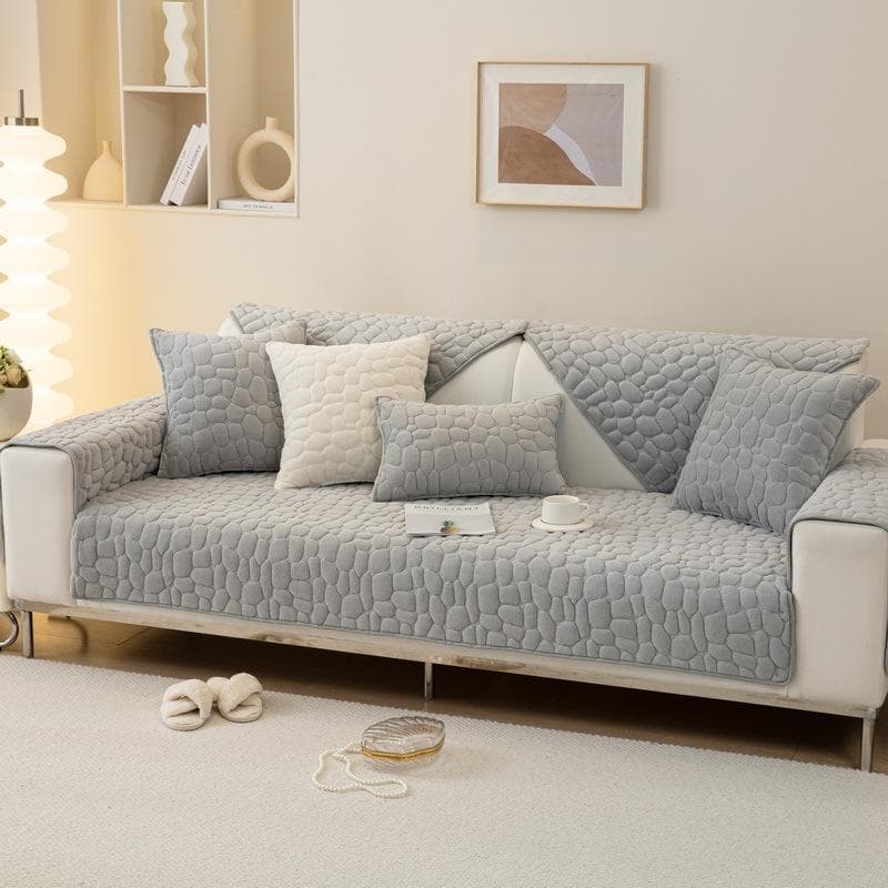 New Goose Soft Stone Sofa Cushion Autumn Winter Thickening Plush Sofa Cover Minimalist Style Anti Slip Warm Cover Cloth Cushion 70x70cm 1pcs