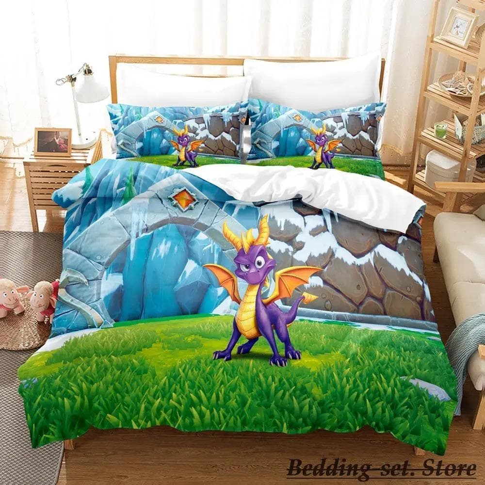 Spyro reignited trilogy Bedding Set Single Twin Full Queen King Size Bed Set Adult Kid Bedroom Duvetcover Sets Anime Gme AU Double 180x210cm