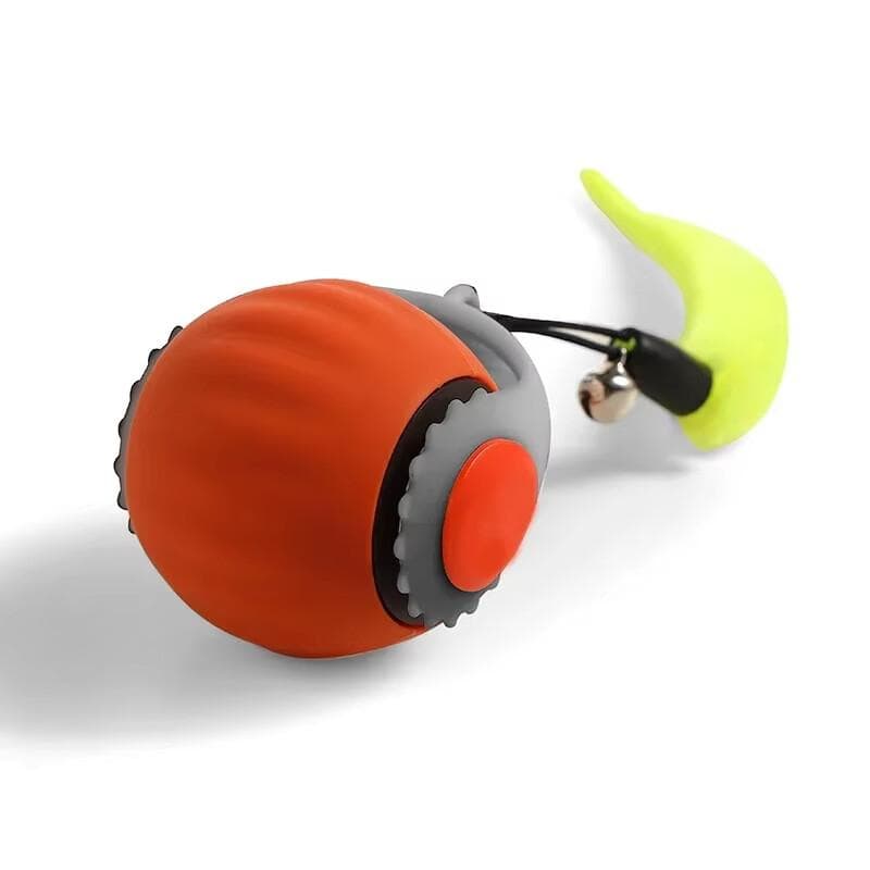 Cat Interactive Ball Toy Electric Cat Ball Toys Automatic Rolling Ball Faux Tail Rechargeable Smart Pet Interactive Toy Dog Cat Training Imitate Mouse orange