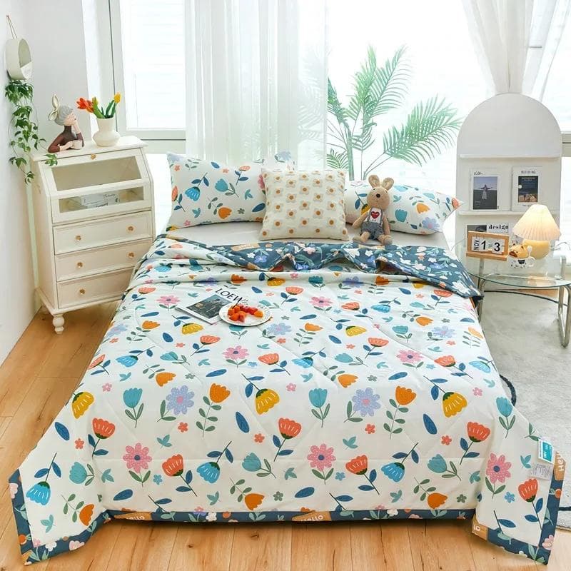 Summer Water Washed Cotton Quilt, Summer Cool Quilt, Air-conditioned Quilt,Suitable for Bedroom, Living Room, Family Use 150x200cm