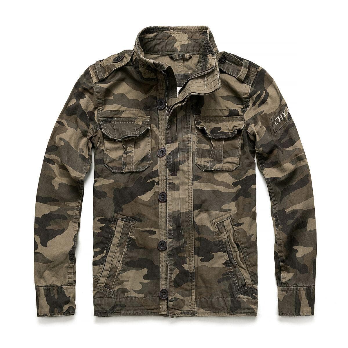 Men Camouflage Combat Jackets Retro Military Pocket Men's Denim Macket Outwear Coats Casual Male Cotton XL brown/camouflage