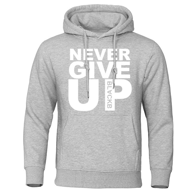 Men's Hoodies Brand Sweatshirts Soft Autumn Winter Tracksuit Never Give Up Print Tops Cotton Streetwear Quality Male Pullovers L