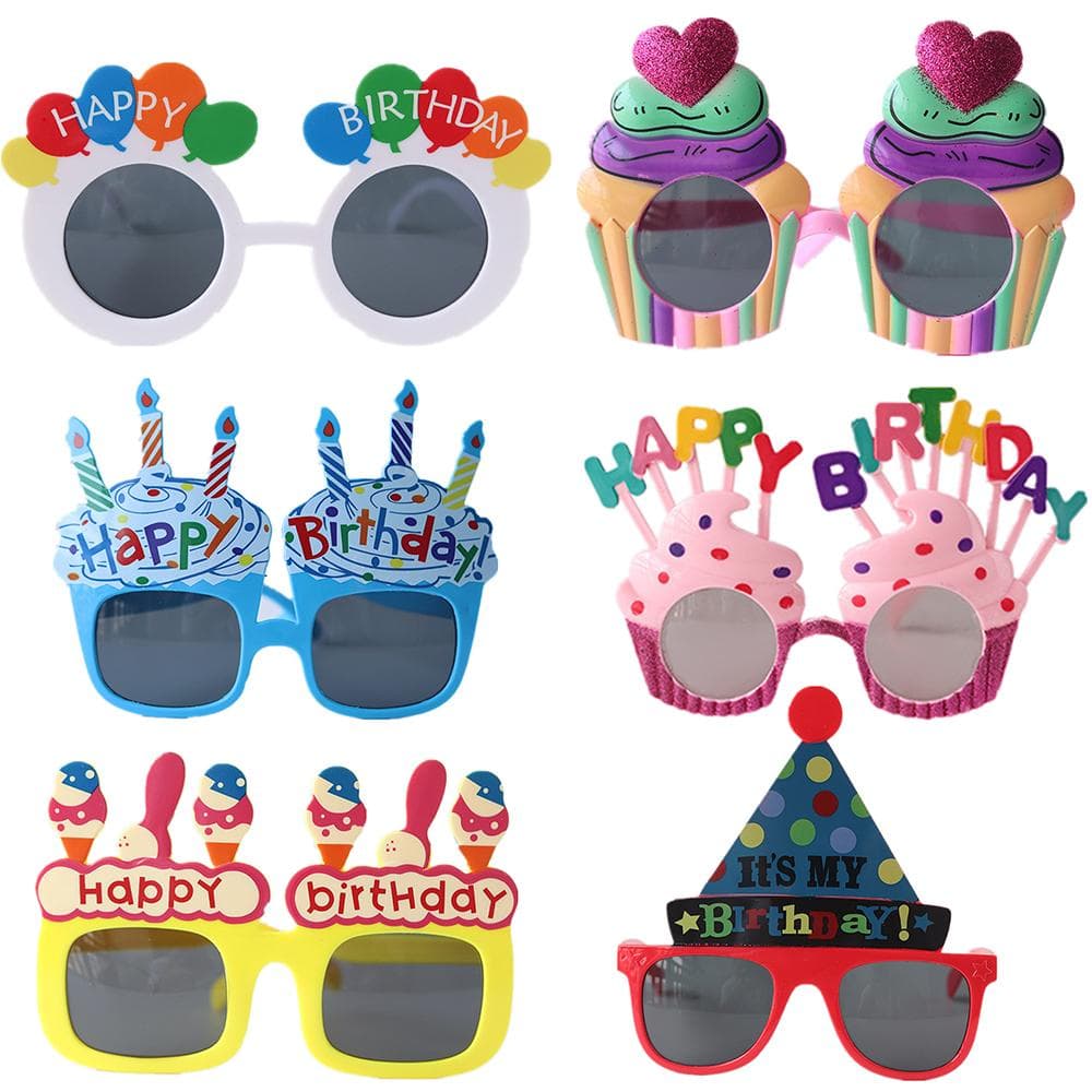 6 Pairs Birthday Party Glasses Birthday Props Funny Sunglasses for Party Favors