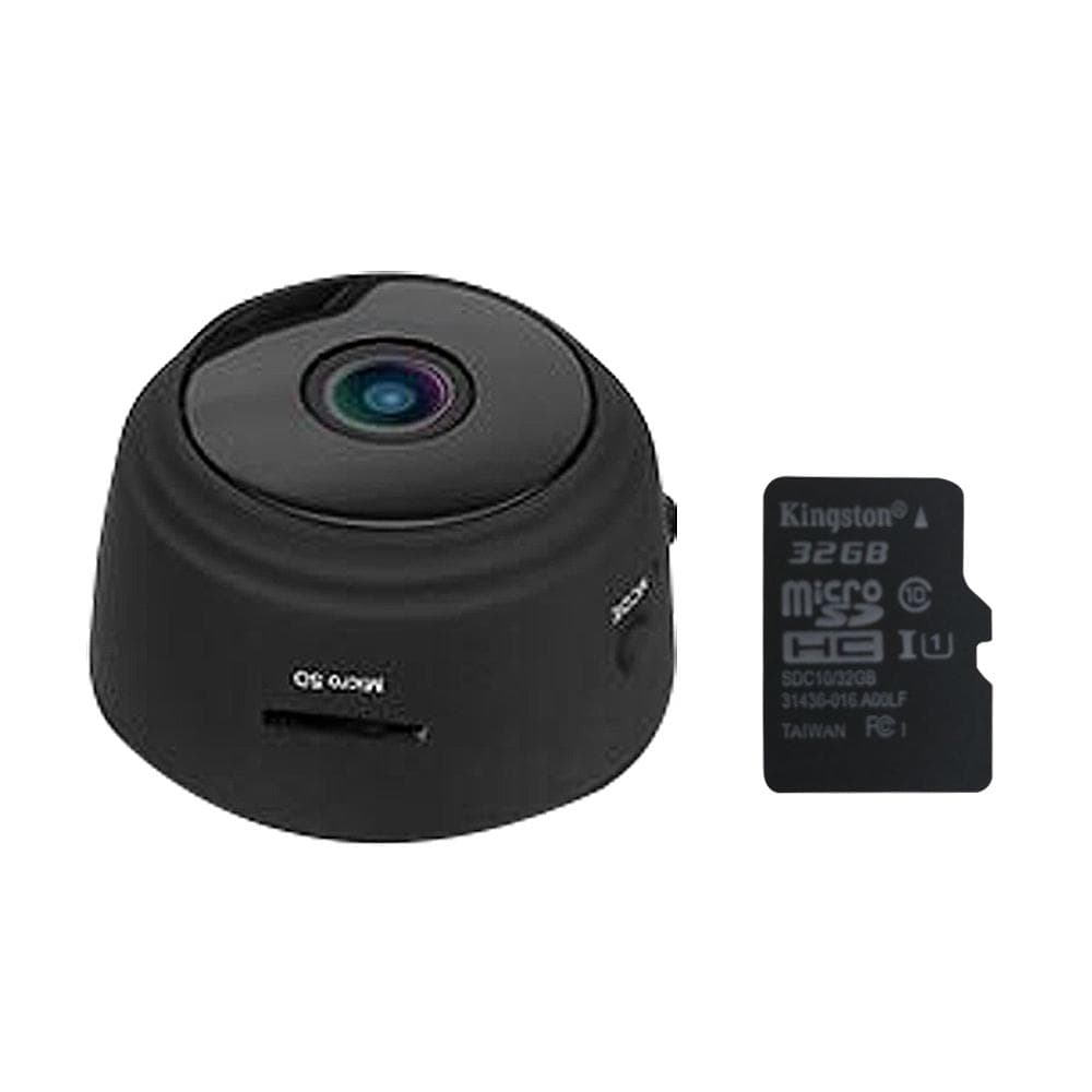 Mini WIFI Camera Outdoor Portable Metal Cameras Light Weight Night-Vision 1080P Loop Recording Cam with 32GB memory card black