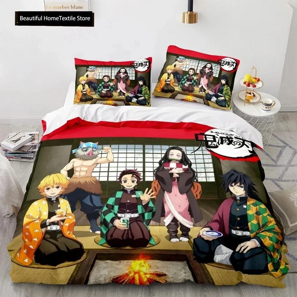 Demon Slayer 3d Bedding Set Anime Duvet Cover Pillowcases Single Twin Full Queen King Size Boys Girls Boys Gift Home Decor 70x133cm 2pcs